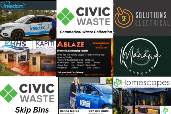 Welcome to our newest Business Directory members on Porirua News — showcasing local experts in waste, landscaping, electrical, transport, mortgages and more. Collage of nine local Porirua and Kāpiti businesses recently added to the Porirua News Business Directory, including Civic Waste, Solutions Electrical, Freedom Drivers, Kapiti Hardscaping, Ablaze Firewood, Manawa Landcare, Homescapes, and Mortgage Express.