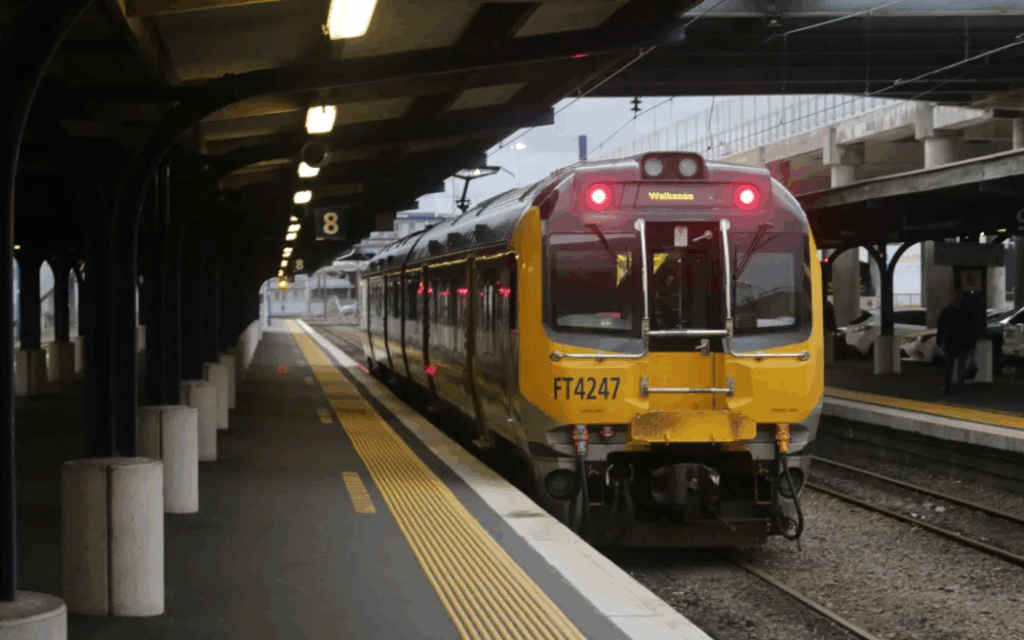 Kāpiti Line train waits at Wellington Station Metlink commuter train bound for Waikanae waiting at Wellington Station platform.