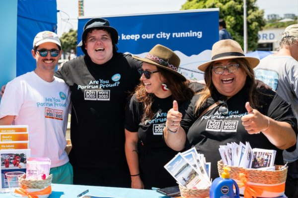 Porirua locals rally support for 2025 local elections Porirua locals promoting voter engagement at community event for 2025 local elections