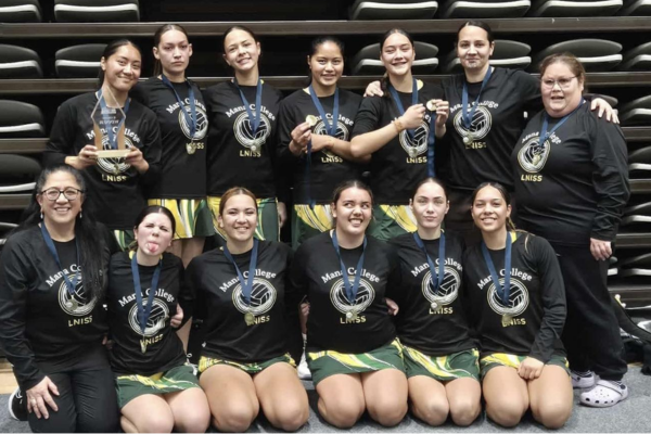 Mana College Netball Team B Grade Champions 2025 Mana College Senior A netball team pose with medals and trophies after winning the Lower North Island Secondary Schools B Grade final.