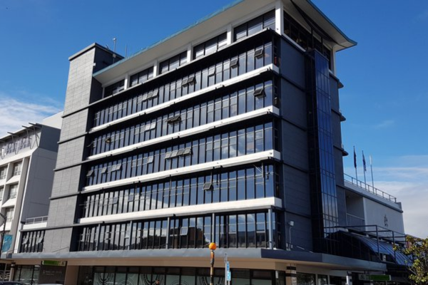 Porirua City Council headquarters. Porirua City Council building on a clear day.