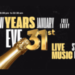 Poster promoting a New Year’s Eve party at the Porirua Club on December 31, featuring live music from Stash Band and free entry.