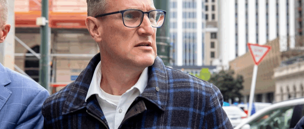 Former deputy police commissioner Jevon McSkimming arrives at the Wellington District Court.