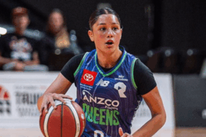 Tokomanawa Queens players in action promoting their 6 December semi-final at Te Rauparaha Arena, Porirua, with toy donation entry details.