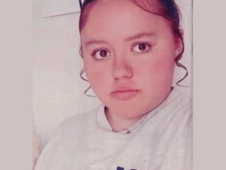 Portrait of a teenage girl with dark hair pulled back, wearing a light grey top and a small nose ring, looking directly at the camera.