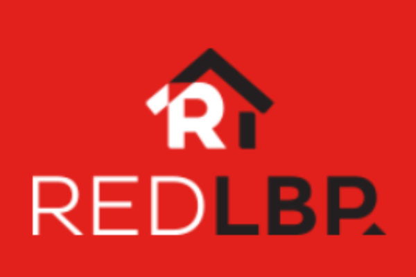 RED LBP home inspectors logo on a red background featuring a stylised house roof icon above the letters “R” and “L”.