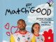 Promotional graphic for the Wellington Phoenix “Match For Good” double-header on March 14 at Sky Stadium, featuring two Phoenix players in white jerseys covered with children’s heart drawings and colourful doodles around the text.