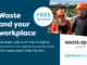 Promotional graphic for a free “Waste and your workplace” seminar featuring waste expert Kate Fenwick, with a landfill background and Porirua City branding.