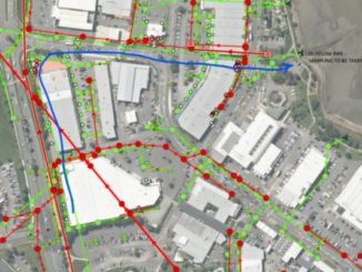 Map of the Prosser Street and Tītahi Bay Road area showing the route wastewater took through the stormwater network to an outfall into Porirua Harbour.