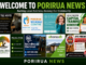 Porirua News welcome graphic featuring eight local businesses in a grid, including Tile Kapiti, Porirua Whānau Centre, Soul Potentials, Capital Training, Prana Tree, Roundhouse Electrical, A1 Homes and APS Firewood.