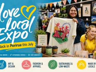 Promotional cover image for the Love Local Expo in Porirua, featuring local makers, handmade clothing, art, reusable products and community stallholders.