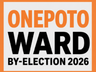 Orange and white election graphic reading “ONEPOTO” in orange, “WARD” in large black letters, and “BY-ELECTION 2026” below.