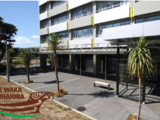 Te Waka Whaiora building in Porirua, with the organisation’s logo displayed in the lower left of the image.