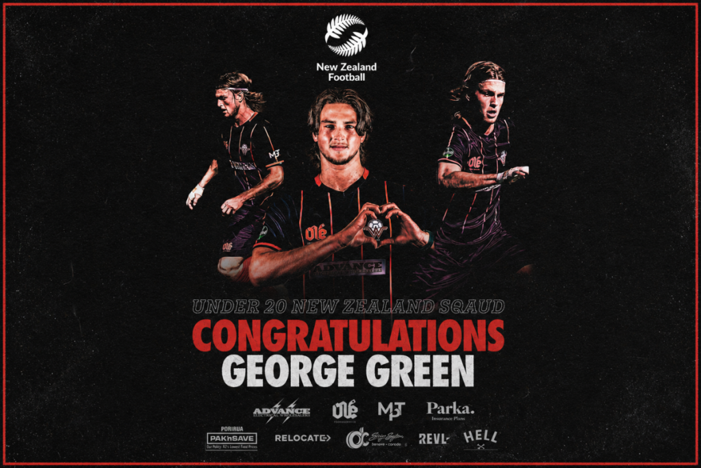 Western Suburbs footballer George Green pictured in a club graphic celebrating his selection for the New Zealand Under-20 squad.