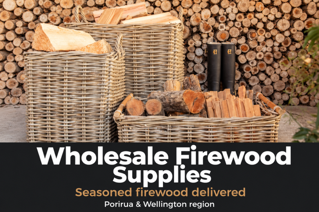 Wholesale Firewood Supplies, seasoned firewood delivered in Porirua and the Wellington region.